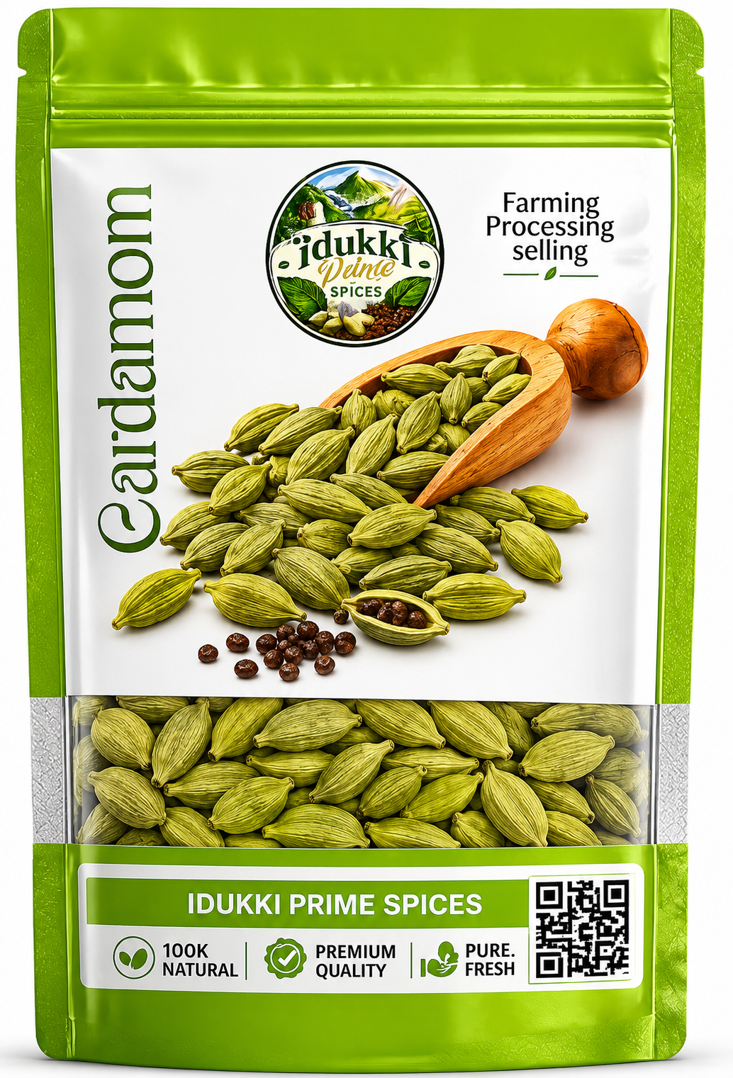 Green Cardamom 8mm + 100 Gram-Free Shipping